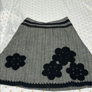 Elegant Gray Skirt with Black Floral Accents
